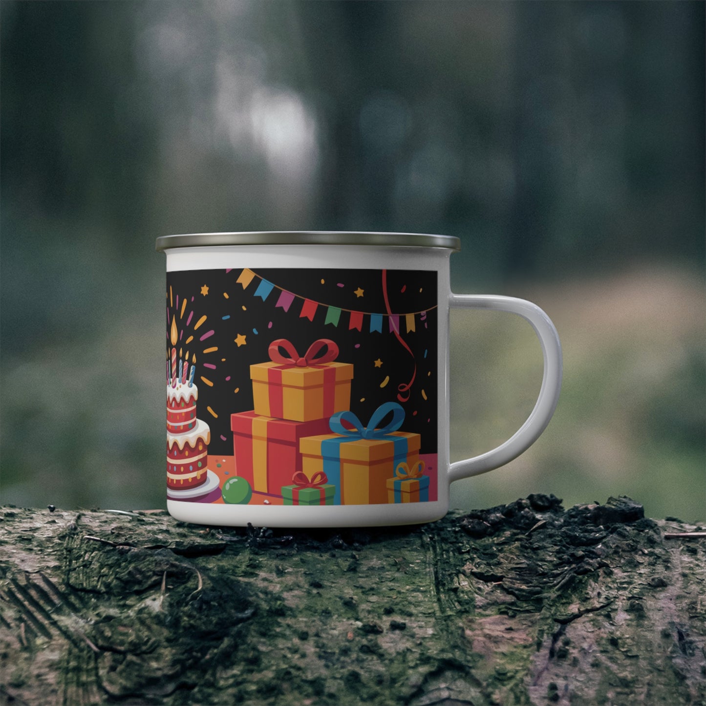 Skunk Birthday Enamel Camping Mug