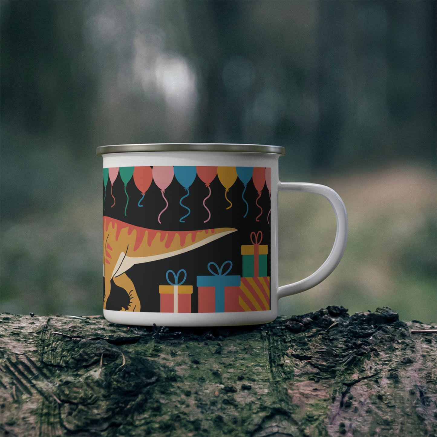 T-rex Birthday Enamel Camping Mug