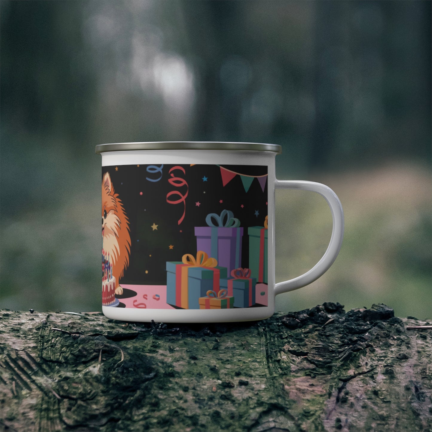 Pomeranian Birthday Enamel Camping Mug
