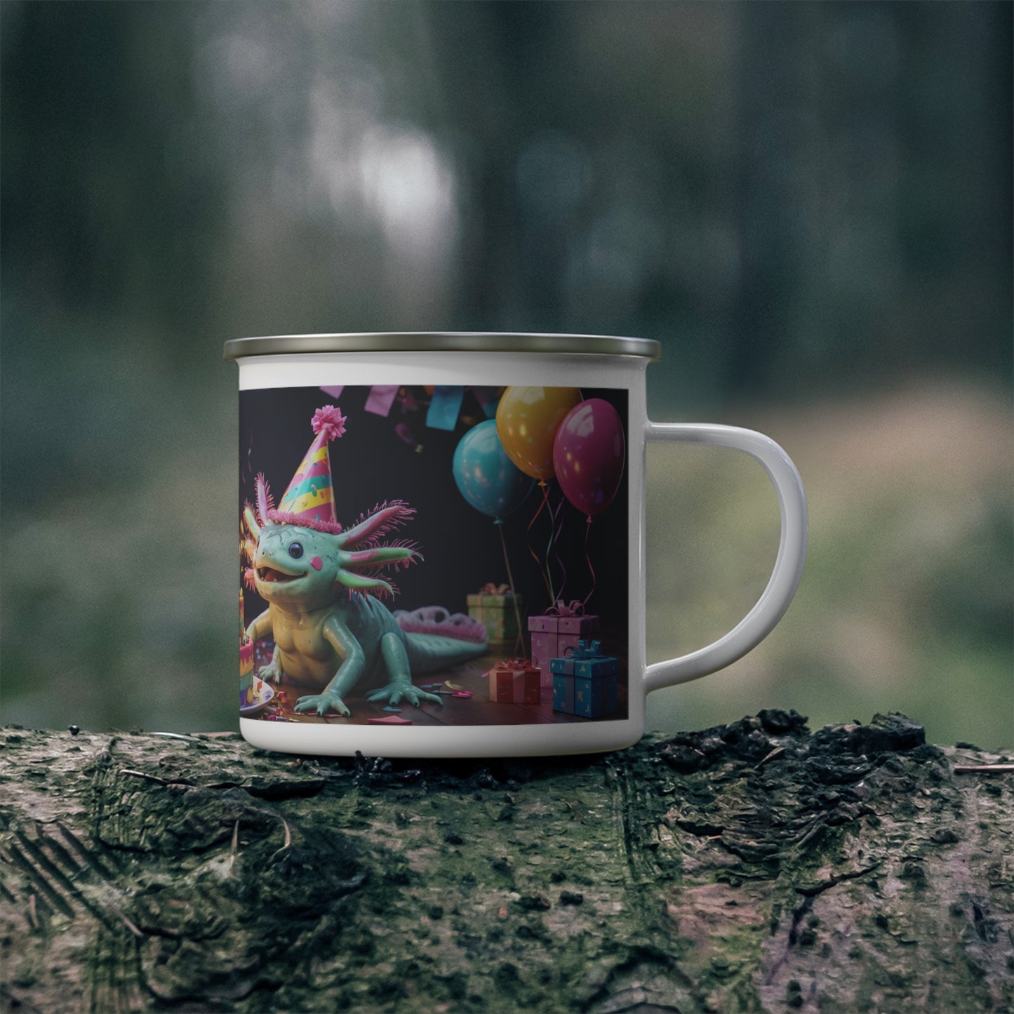 Axolotl Birthday Enamel Camping Mug