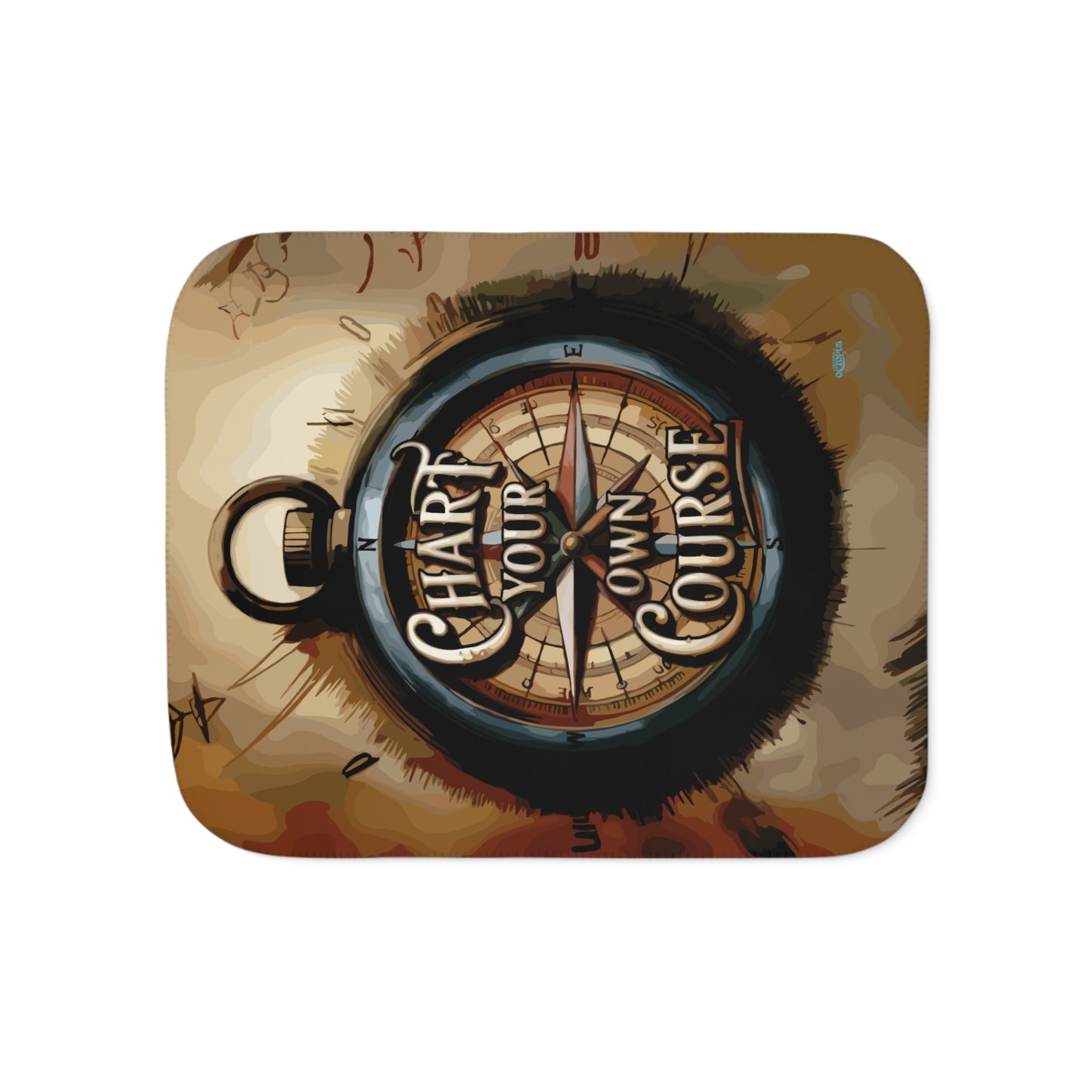 Sherpa Blanket - "Chart Your Own Course" antique compass and map