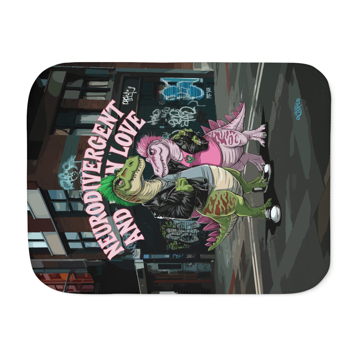 Sherpa Blanket - "Neurodivergent and in Love" - Tyrannosaurus Rex