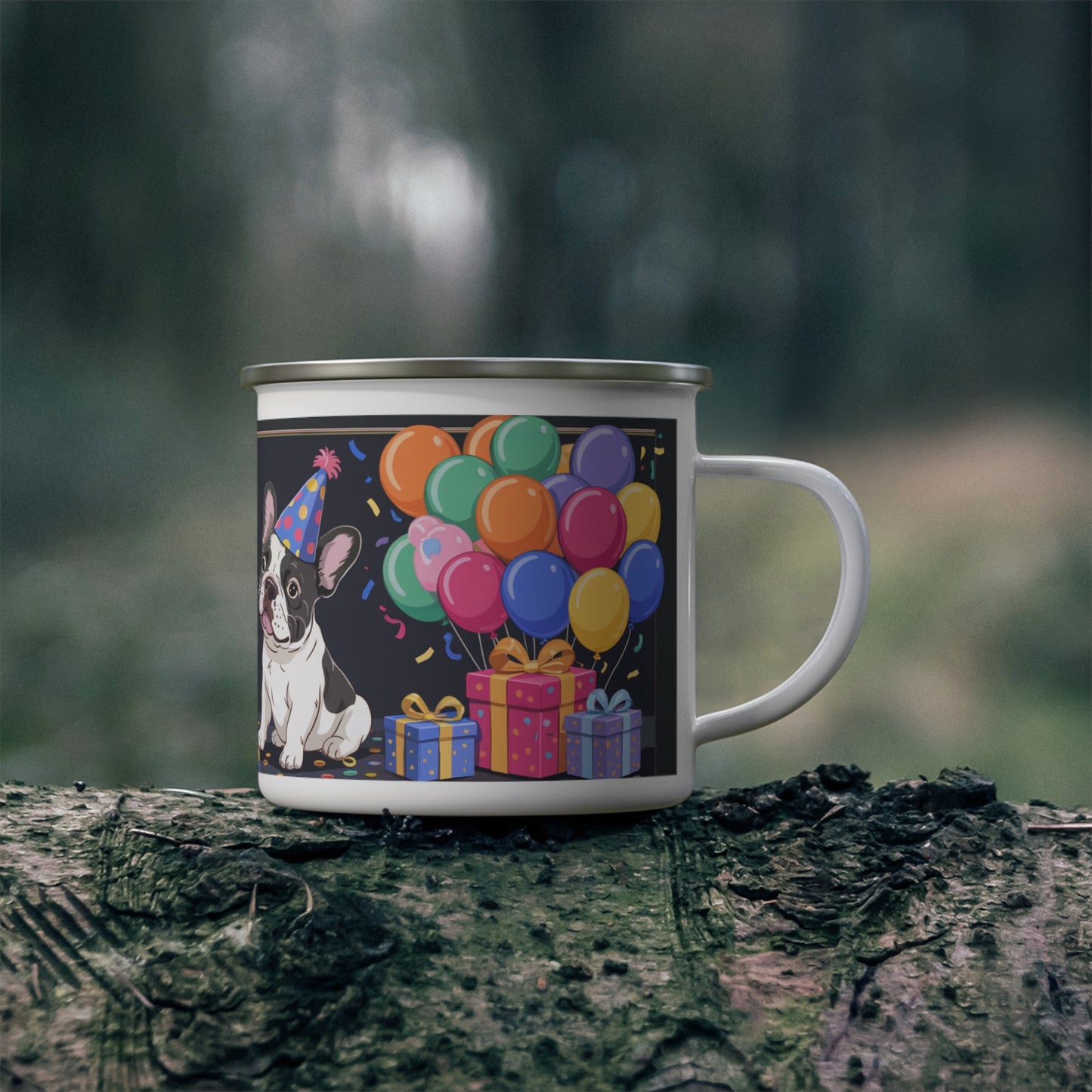 French Bulldog Birthday Enamel Camping Mug