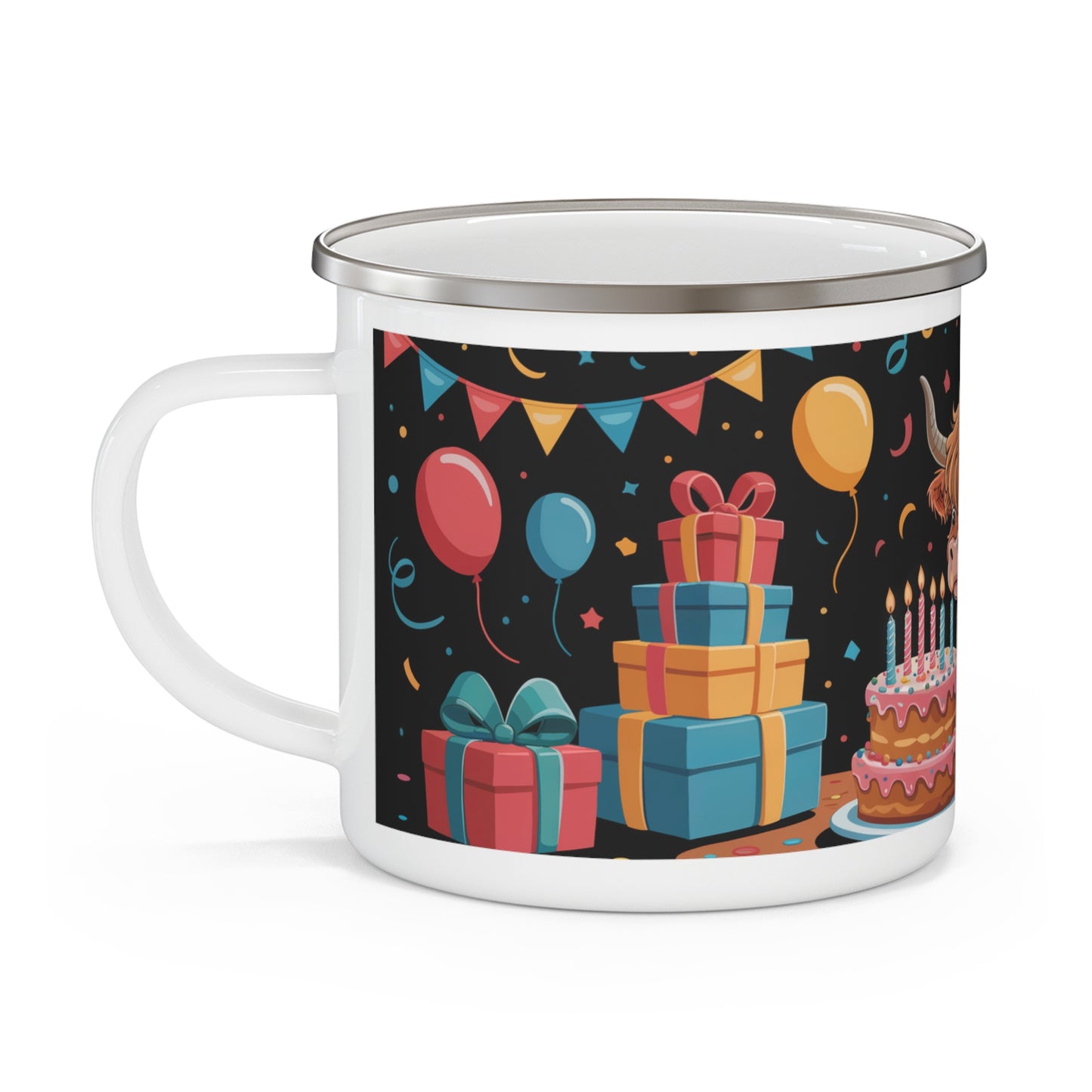 Scottish Highland Birthday Enamel Camping Mug