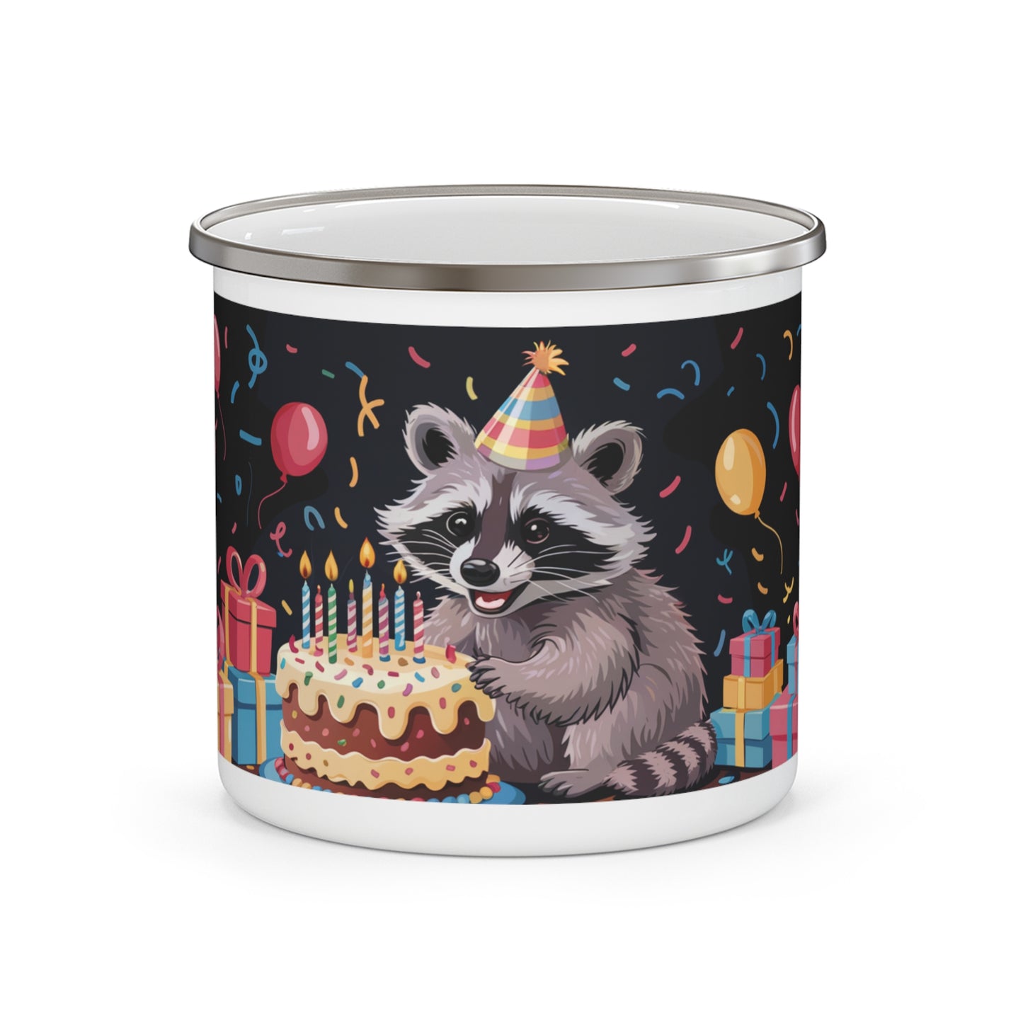 Raccoon Birthday Enamel Camping Mug