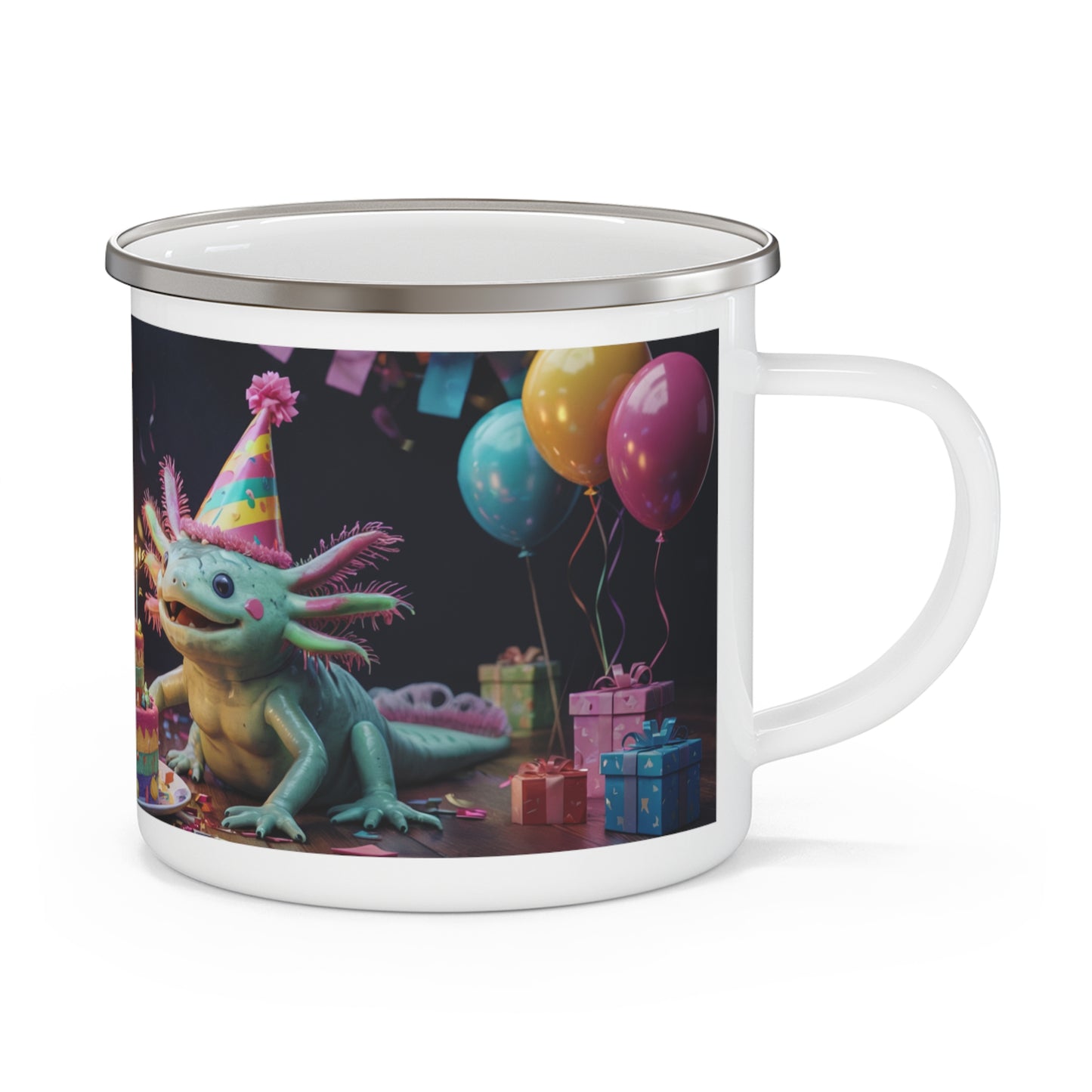 Axolotl Birthday Enamel Camping Mug