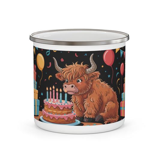 Scottish Highland Birthday Enamel Camping Mug