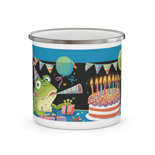 Frog Birthday Enamel Camping Mug