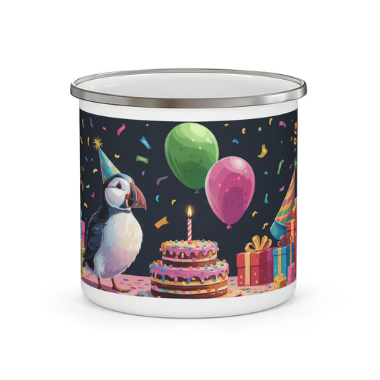 Puffin Birthday Enamel Camping Mug