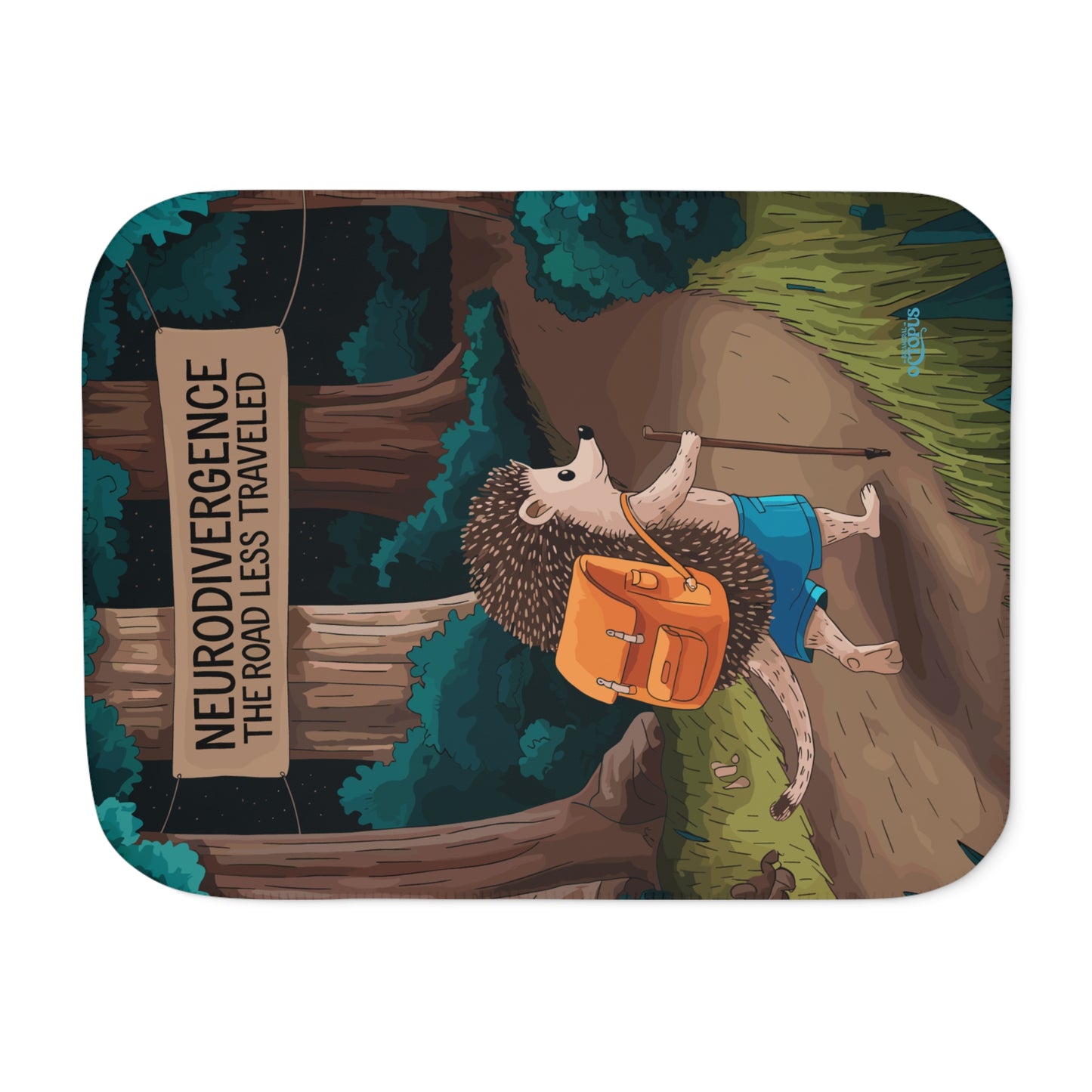 Sherpa Blanket - "Neurodivergence: the Road Less Traveled"  - hedgehog