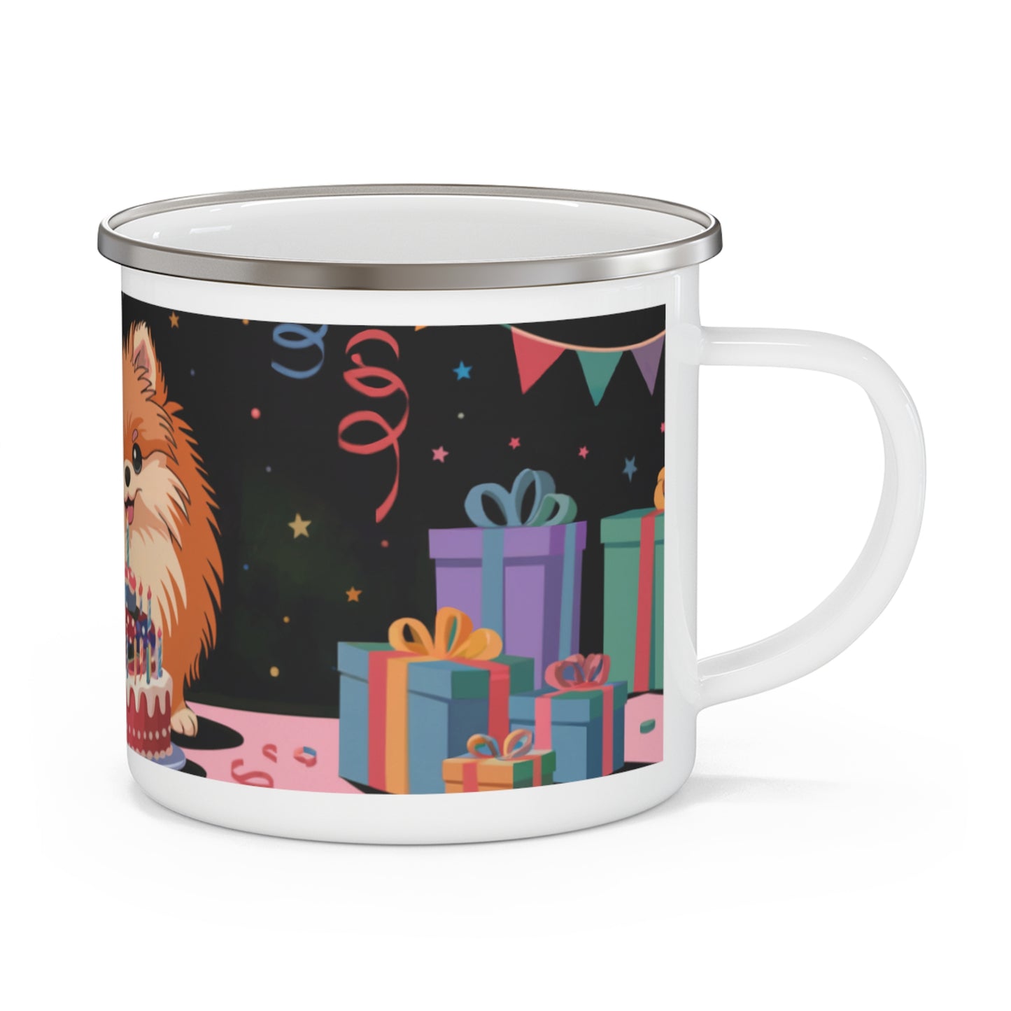 Pomeranian Birthday Enamel Camping Mug