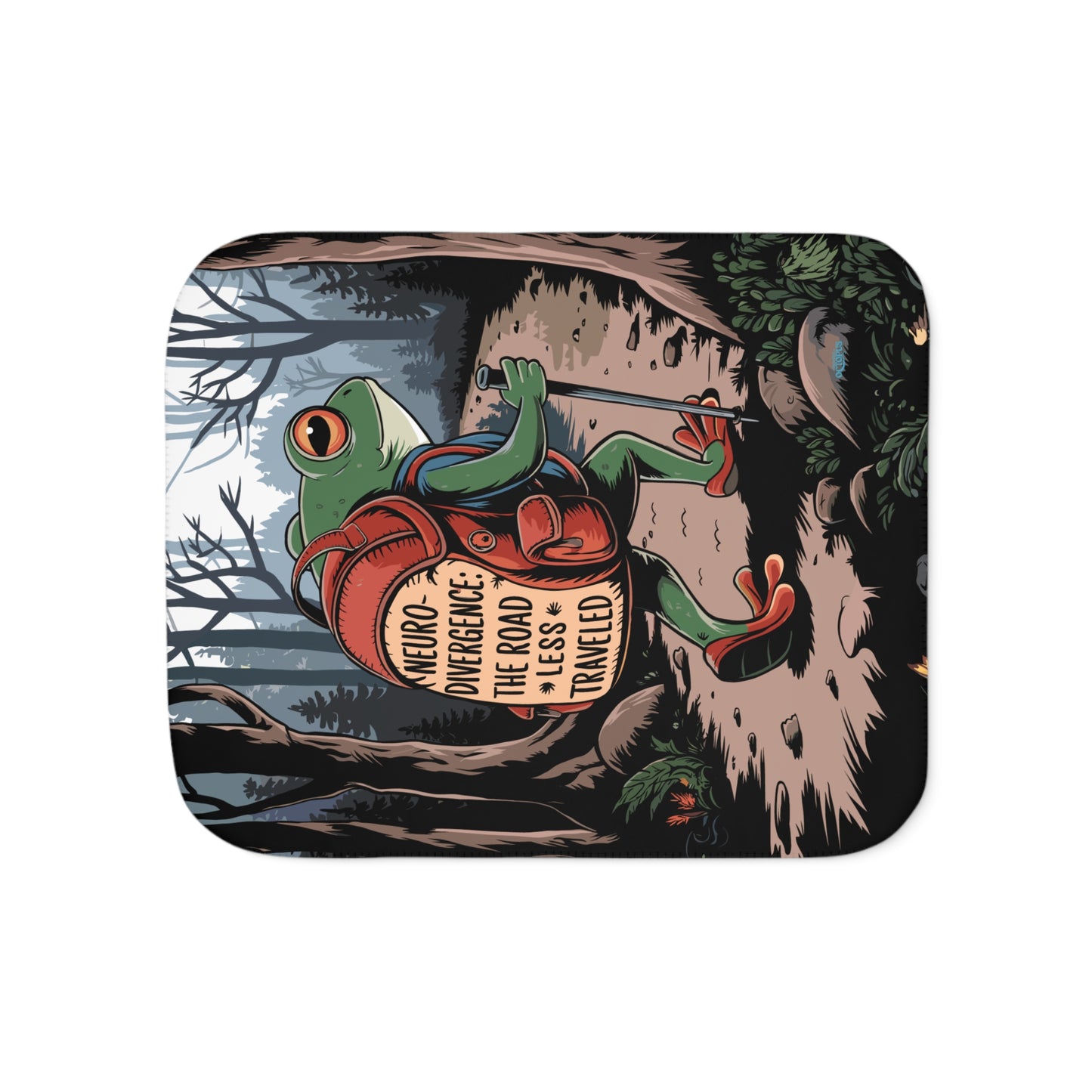 Sherpa Blanket - "Neurodivergence: the Road Less Traveled"  - frog