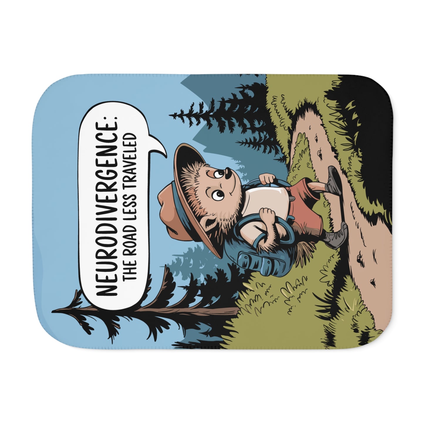 Sherpa Blanket - "Neurodivergence: the Road Less Traveled"  - hedgehog