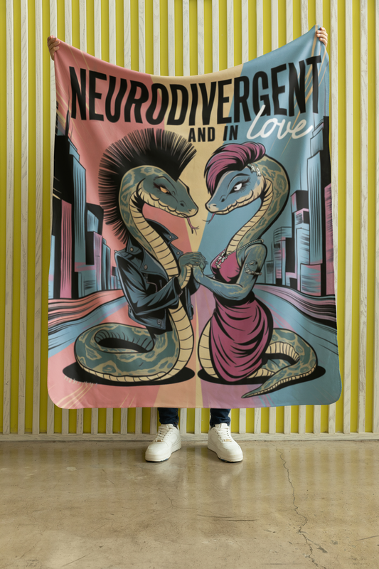 Sherpa Blanket - "Neurodivergent and in Love" - Snakes