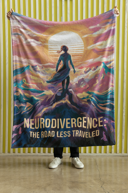 Sherpa Blanket - "Neurodivergence: the Road Less Traveled" sunset, vista, woman
