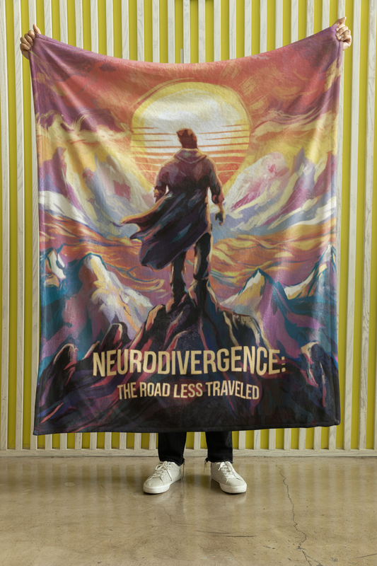 Sherpa Blanket - "Neurodivergence: the Road Less Traveled" sunset, vista, man