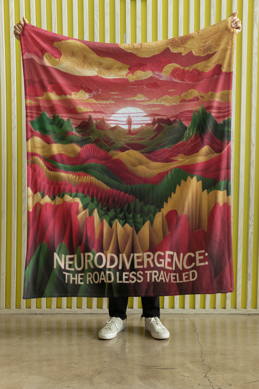 Sherpa Blanket - "Neurodivergence: the Road Less Traveled"  - man in sunset