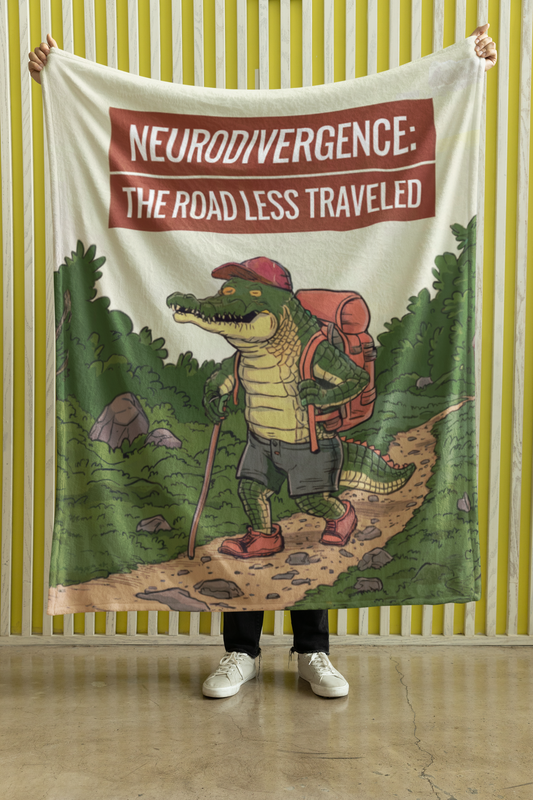 Sherpa Blanket - "Neurodivergence: the Road Less Traveled"  - crocodile