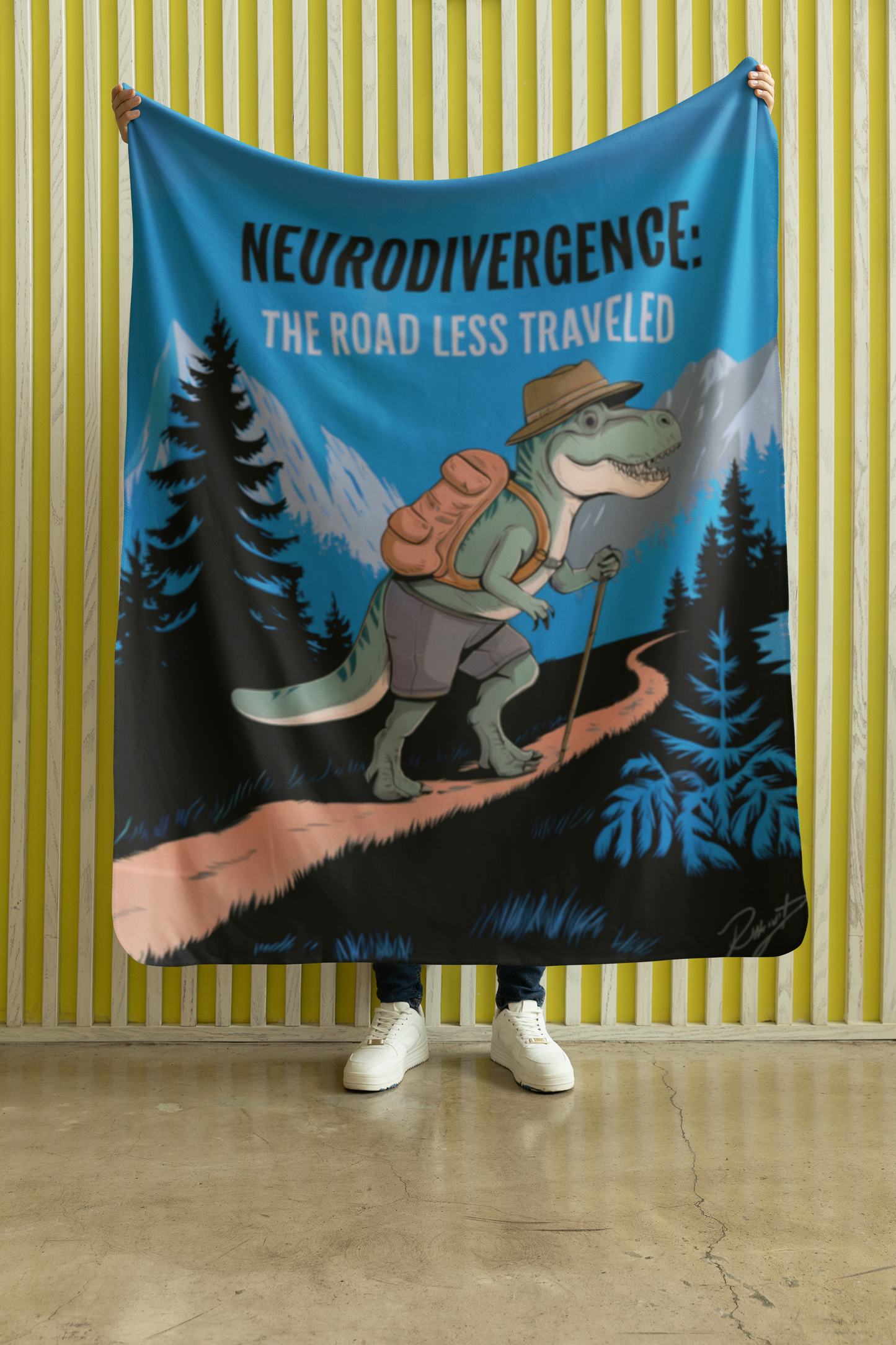 Sherpa Blanket - "Neurodivergence: the Road Less Traveled"  - crocodile