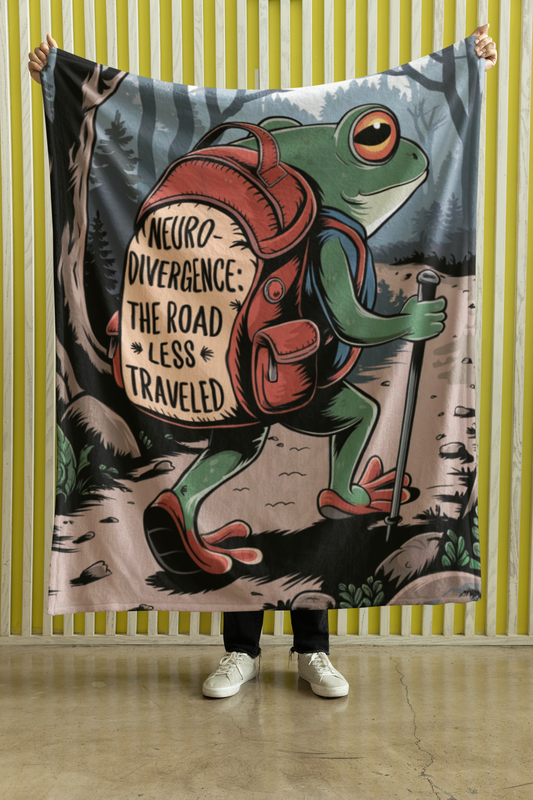 Sherpa Blanket - "Neurodivergence: the Road Less Traveled"  - frog