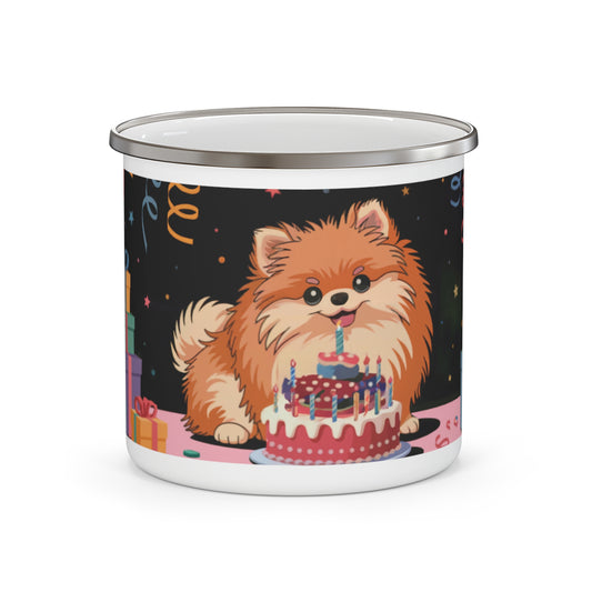 Pomeranian Birthday Enamel Camping Mug