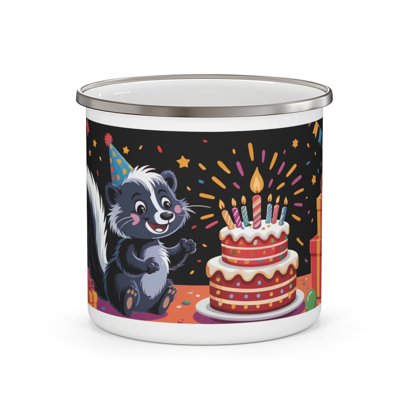 Skunk Birthday Enamel Camping Mug