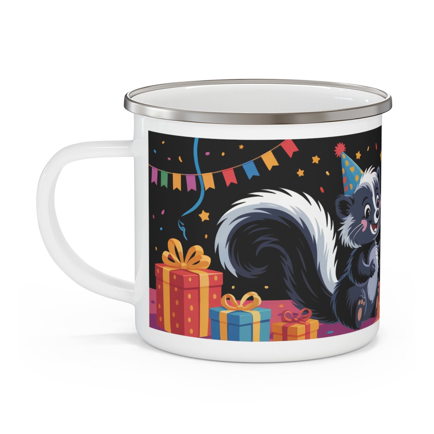 Skunk Birthday Enamel Camping Mug