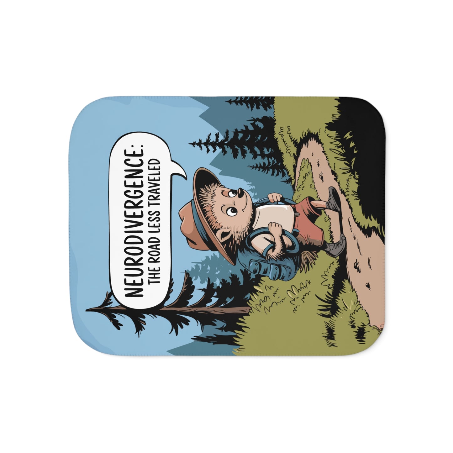 Sherpa Blanket - "Neurodivergence: the Road Less Traveled"  - hedgehog