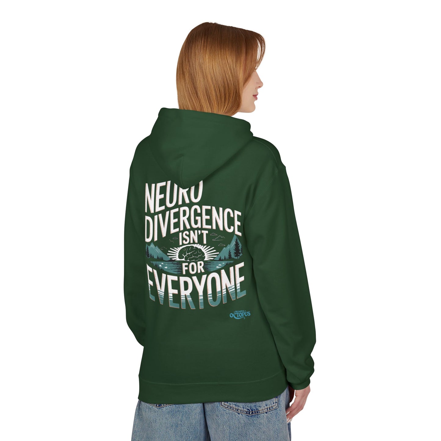 "NEURODIVERGENCE ISN'T FOR EVERYONE" - Brain/Forest - Unisex Midweight Softstyle Fleece Hoodie