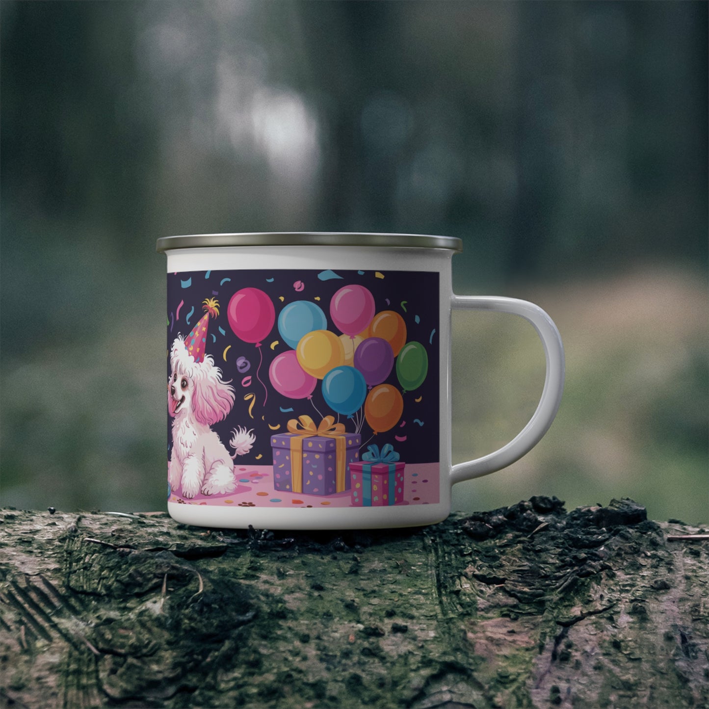 Poodle Birthday Enamel Camping Mug