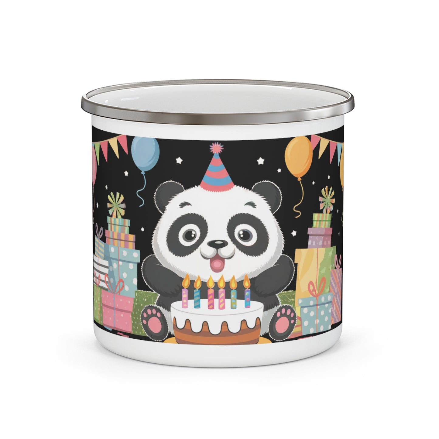 Panda Birthday Enamel Camping Mug
