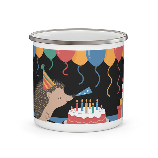 Hedgehog Birthday Enamel Camping Mug