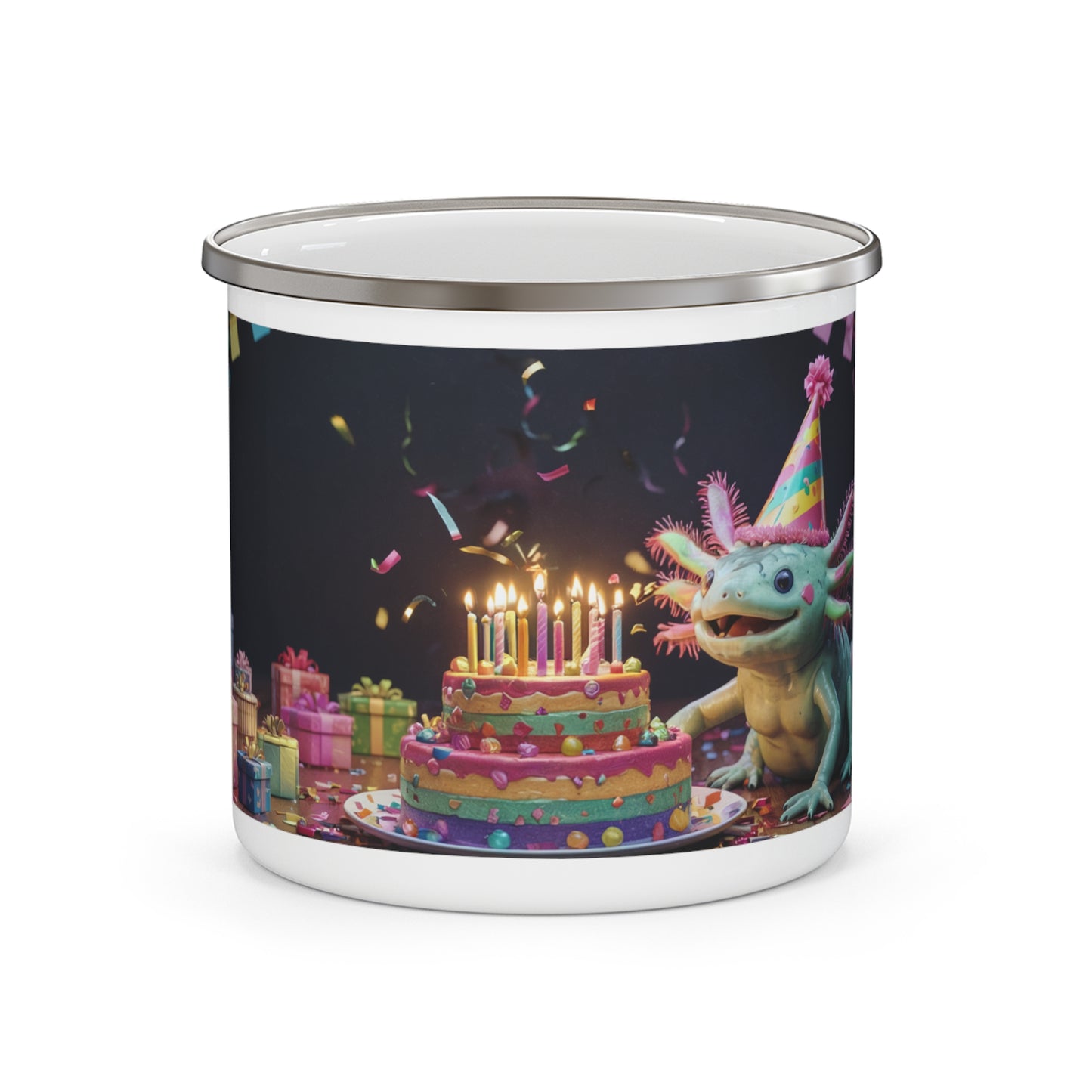 Axolotl Birthday Enamel Camping Mug