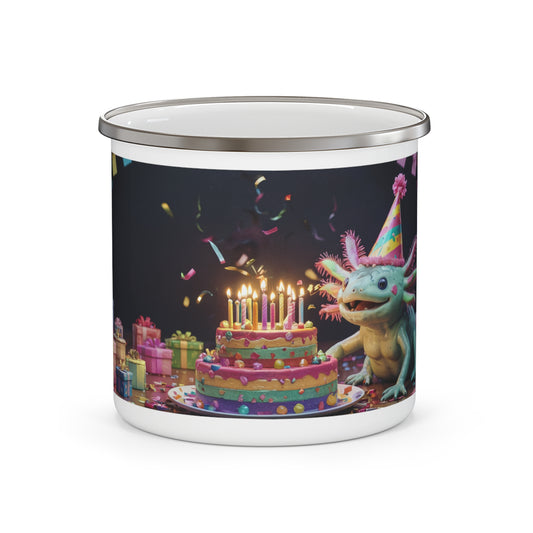 Axolotl Birthday Enamel Camping Mug