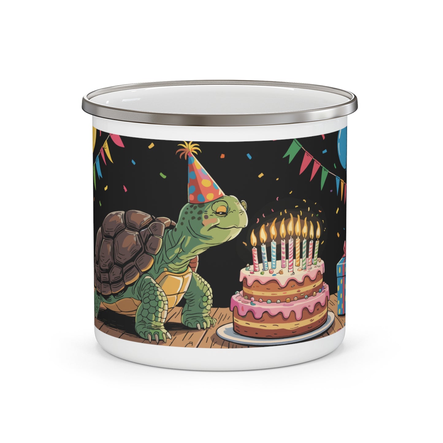 Turtle Birthday Enamel Camping Mug