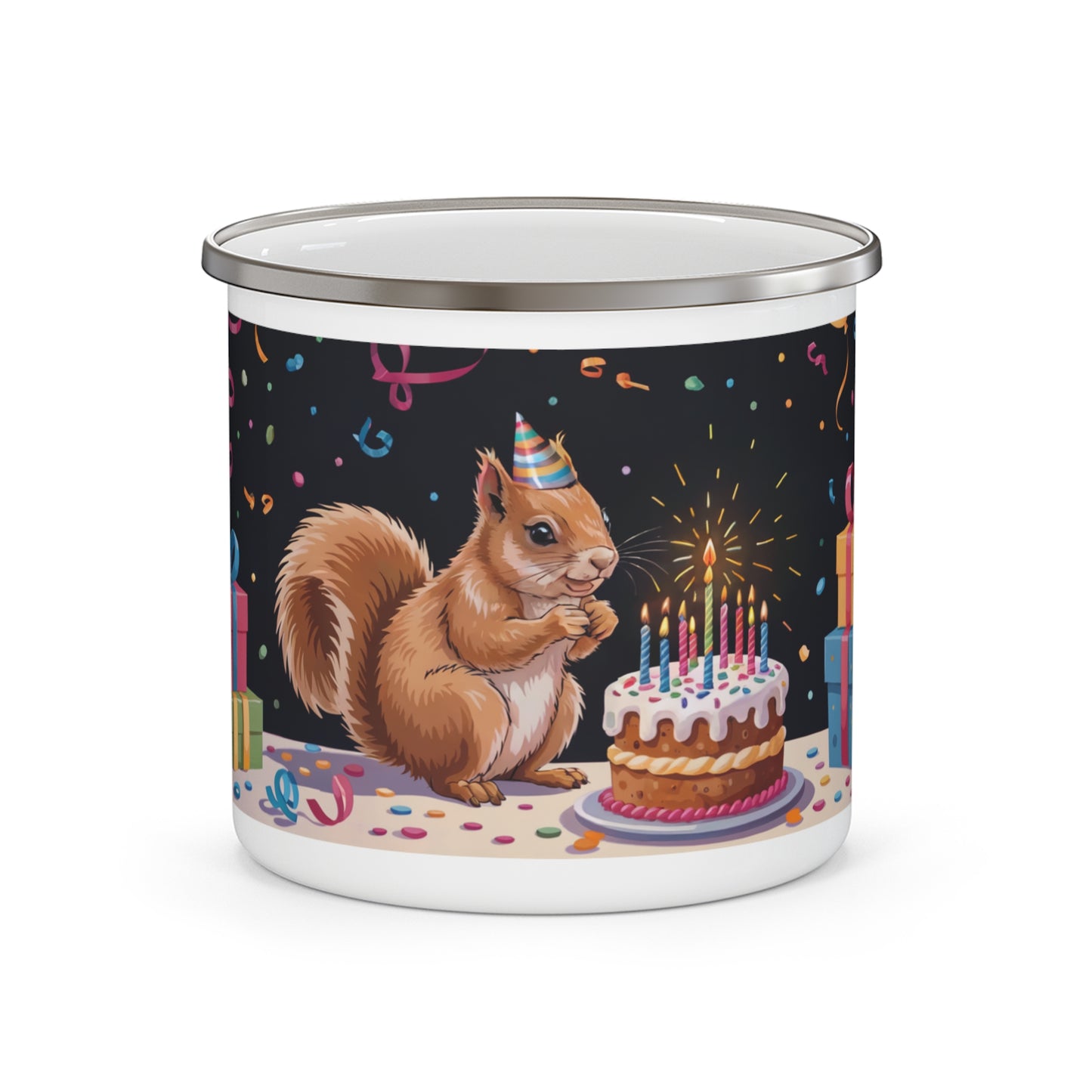 Squirrel Birthday Enamel Camping Mug
