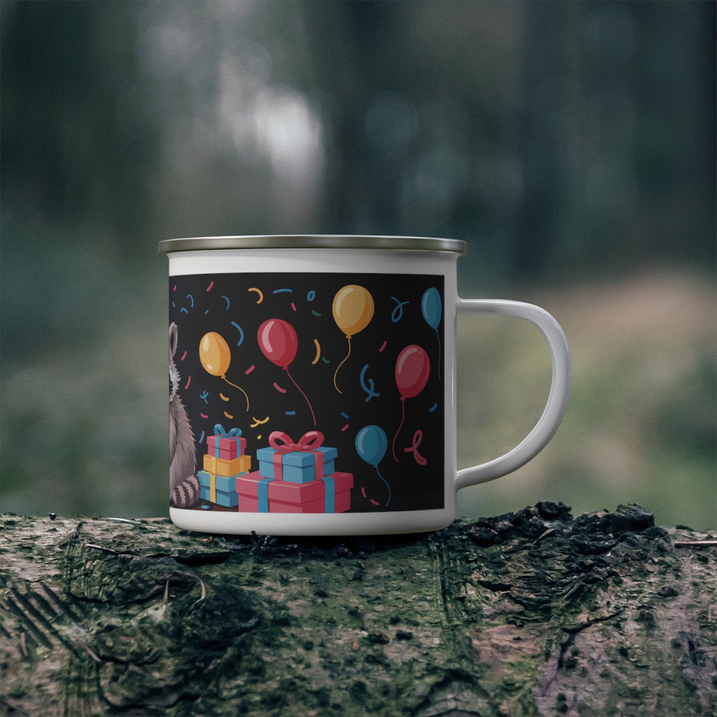 Raccoon Birthday Enamel Camping Mug