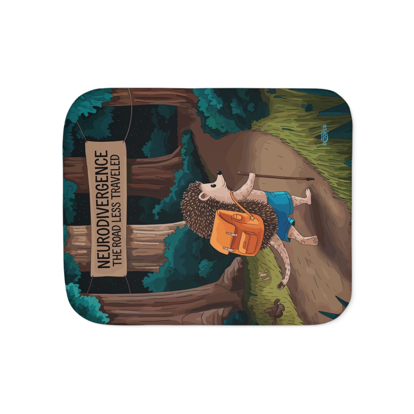 Sherpa Blanket - "Neurodivergence: the Road Less Traveled"  - hedgehog