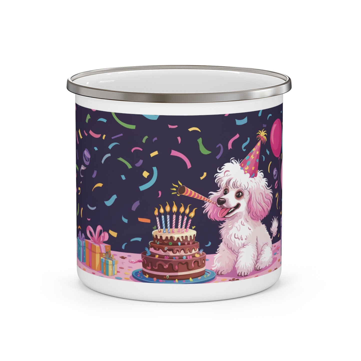 Poodle Birthday Enamel Camping Mug
