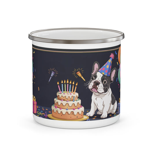 French Bulldog Birthday Enamel Camping Mug